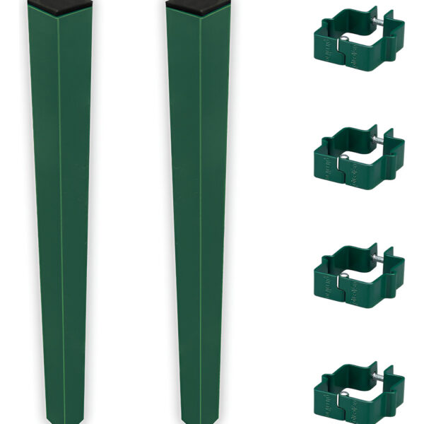 Poste para Reja de Acero 1.5 m con Tapón – 2 Piezas + 4 Abrazaderas