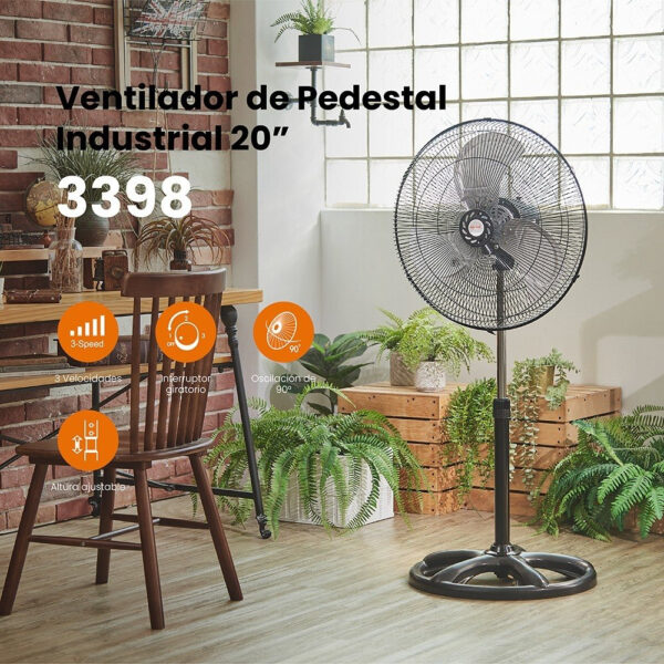 Ventilador De Pedestal Pie Mytek 3398 - 20 Pulgadas 3 Aspas Frecuencia 60 Hz