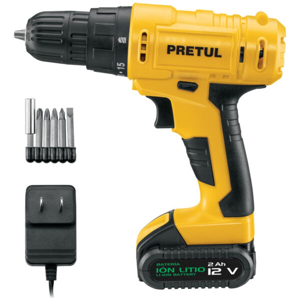 Taladro Inalámbrico 3/8'' Pretul Tali-12p Batería Ión Litio 12v Amarillo 60hz