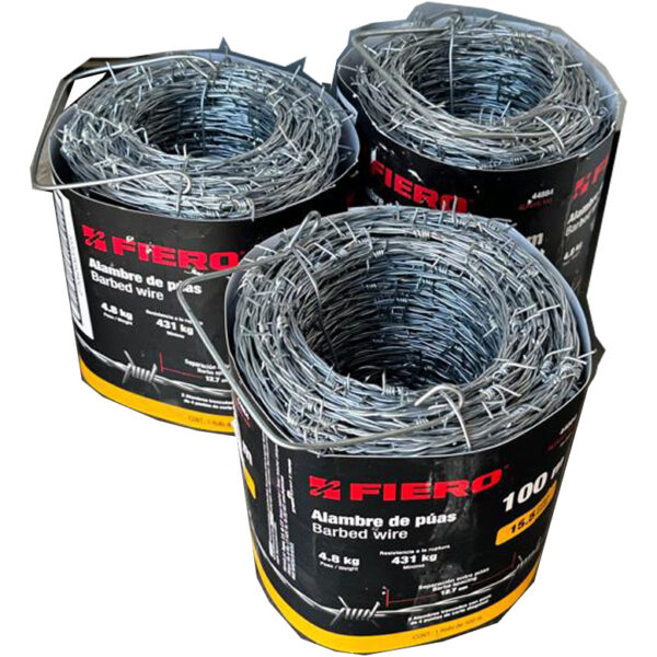 Alambre De Púas Fiero, Cal.15, 100m 3 Pz