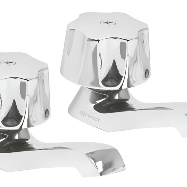 Juego Llaves Individuales Lavabo 2 Pz Zamac Foset 49234 Acabado Cromado