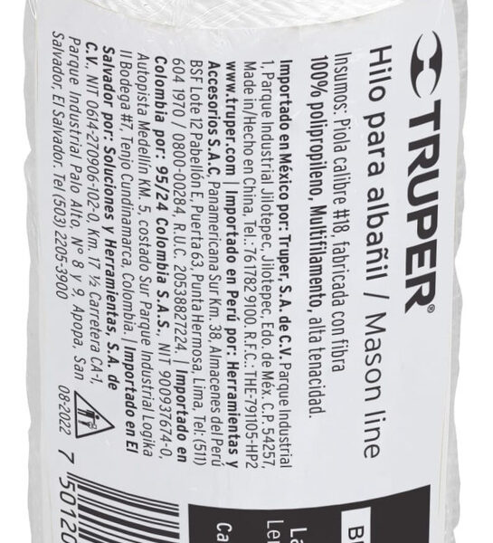 Hilo Albañil Chico 65 Mt Blanco Truper 12988 12 Pz