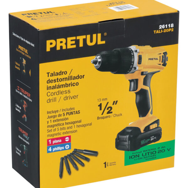 Taladro/destornillador Inalámbrico 1/2 20 V Tali-20p2 Pretul