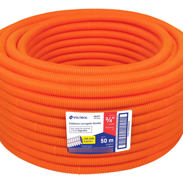 Poliducto Flexible 3/4'' Con Guía, Rollo 50 M, Volteck 45017