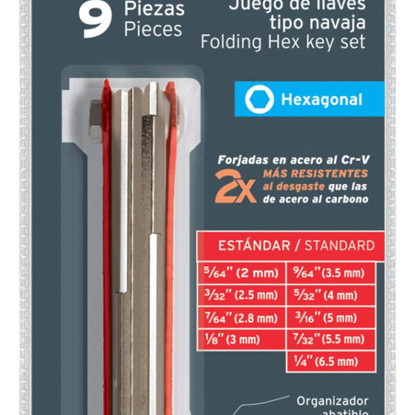 Juego De 09 Llaves Allen 5/64 A 1/4 Tipo Navaja Truper 3 Pz