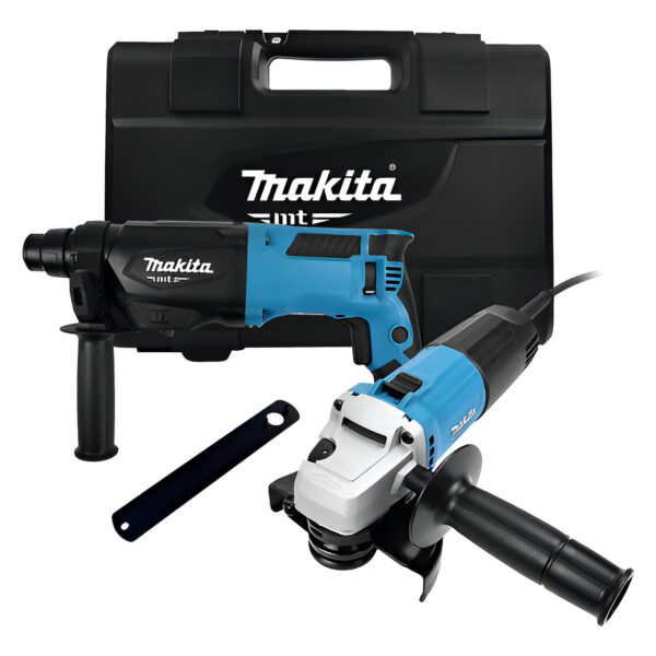 Combo Makita MTK0005B Miniesmeriladora + Martillo SDS Plus con Maletín