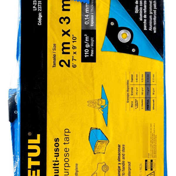 Lona Multiuso Impermeable de 2x3 metros Truper 23731 2 Piezas