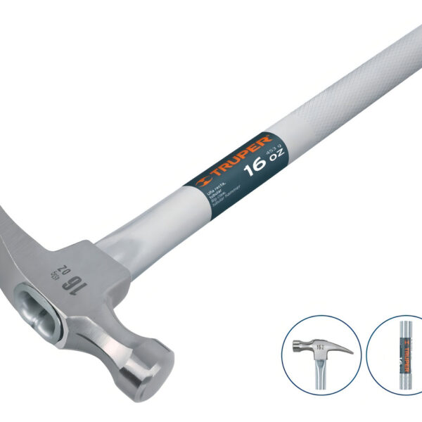 Martillo Tubular Pulido 16 Oz Uña Recta Truper 16702