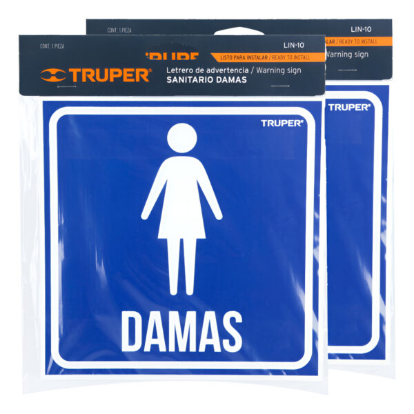 2 Piezas Señalamiento Sanitario Damas Truper Letrero Baños