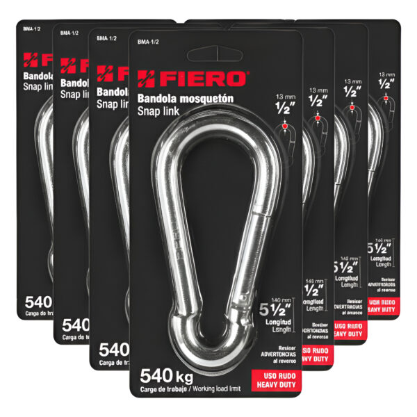 10 Pack Bandola Mosquetón De Acero, 1/2. Fiero 10 Piezas